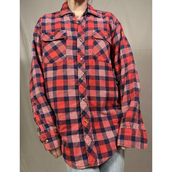 Vintage Northwest Territory Red Plaid Flannel Quilted Lined Shirt Jacket Men L - Picture 2 of 6